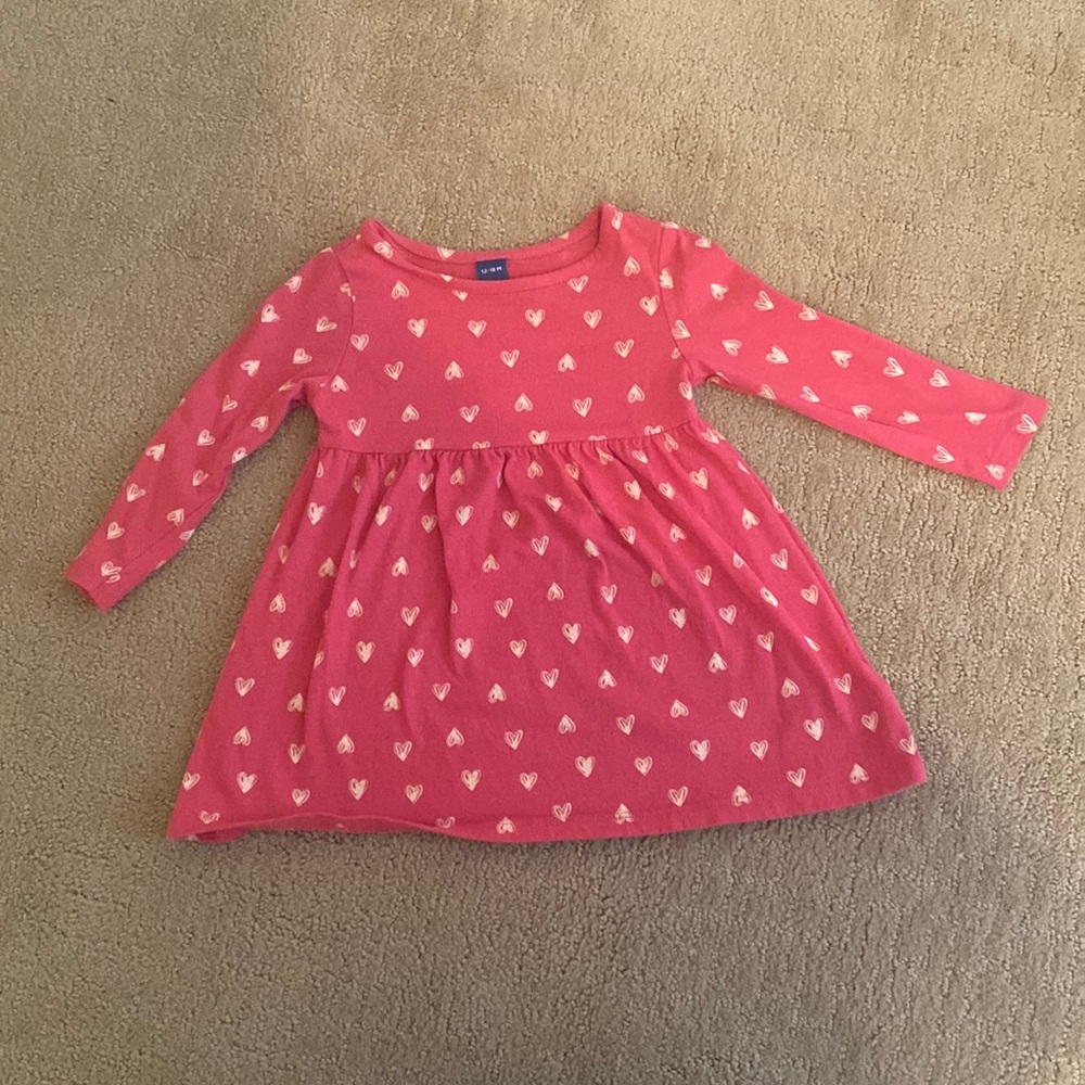 Toddler long sleeved pink dress with hearts